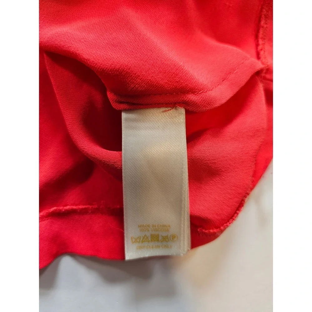 Kate‎ Spade Ruffle Blouse Womens 2 Red Sleeveless Keyhole Back Top